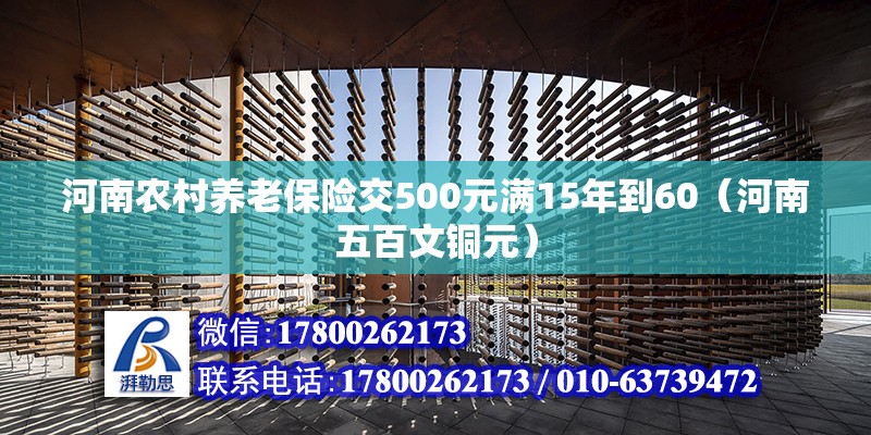 河南農村養(yǎng)老保險交500元滿15年到60（河南五百文銅元）