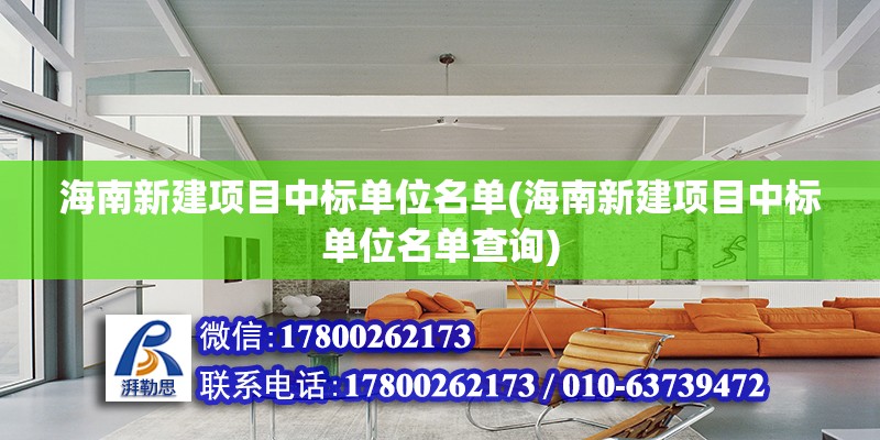 海南新建項目中標單位名單(海南新建項目中標單位名單查詢)