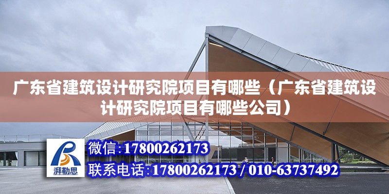 廣東省建筑設計研究院項目有哪些（廣東省建筑設計研究院項目有哪些公司）