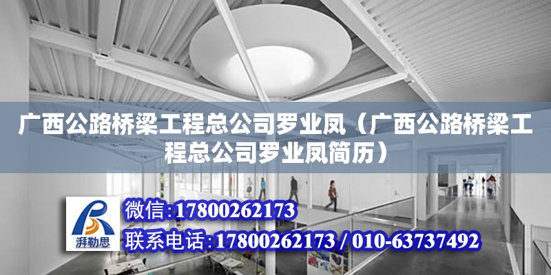 廣西公路橋梁工程總公司羅業鳳（廣西公路橋梁工程總公司羅業鳳簡歷）