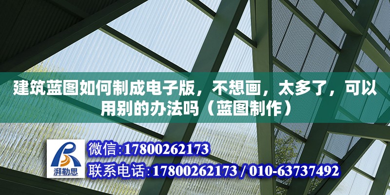 建筑藍圖如何制成電子版，不想畫，太多了，可以用別的辦法嗎（藍圖制作） 北京加固設計