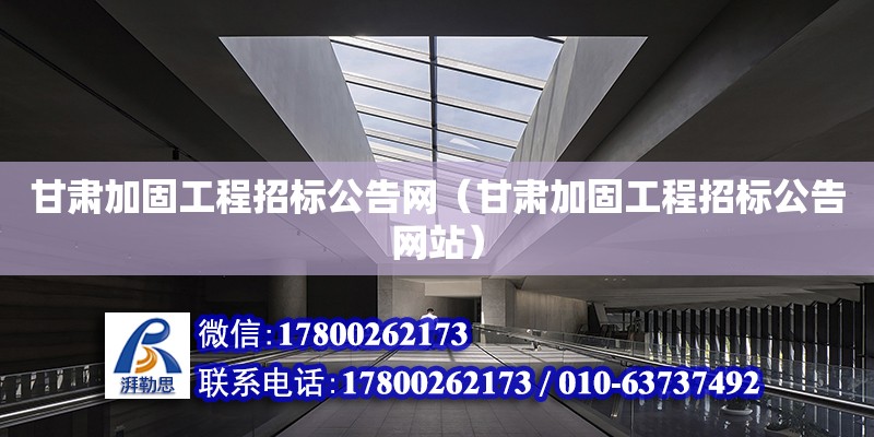 甘肅加固工程招標公告網（甘肅加固工程招標公告網站）