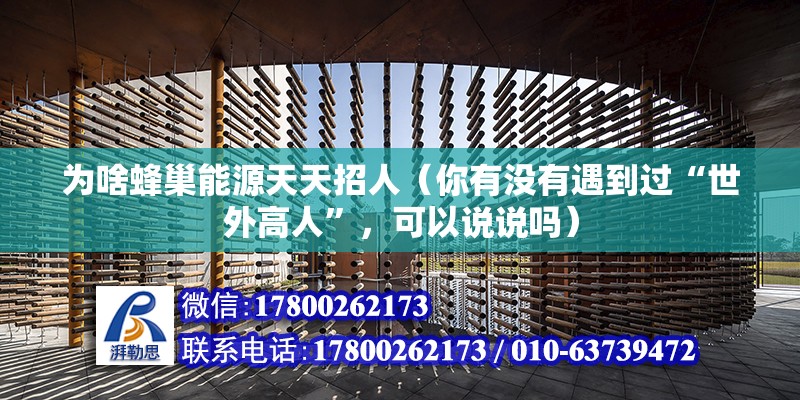 為啥蜂巢能源天天招人（你有沒有遇到過“世外高人”，可以說說嗎）