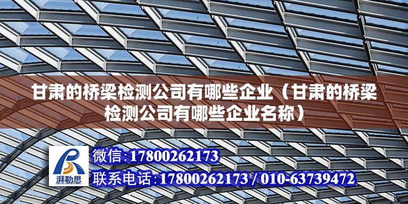 甘肅的橋梁檢測公司有哪些企業(yè)（甘肅的橋梁檢測公司有哪些企業(yè)名稱）