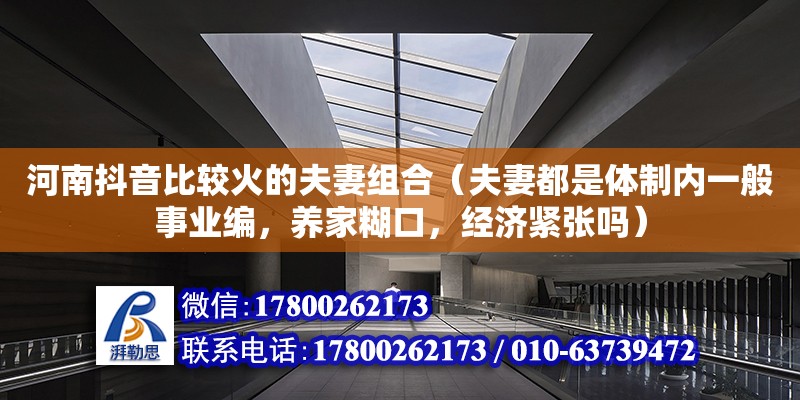 河南抖音比較火的夫妻組合（夫妻都是體制內一般事業編，養家糊口，經濟緊張嗎）