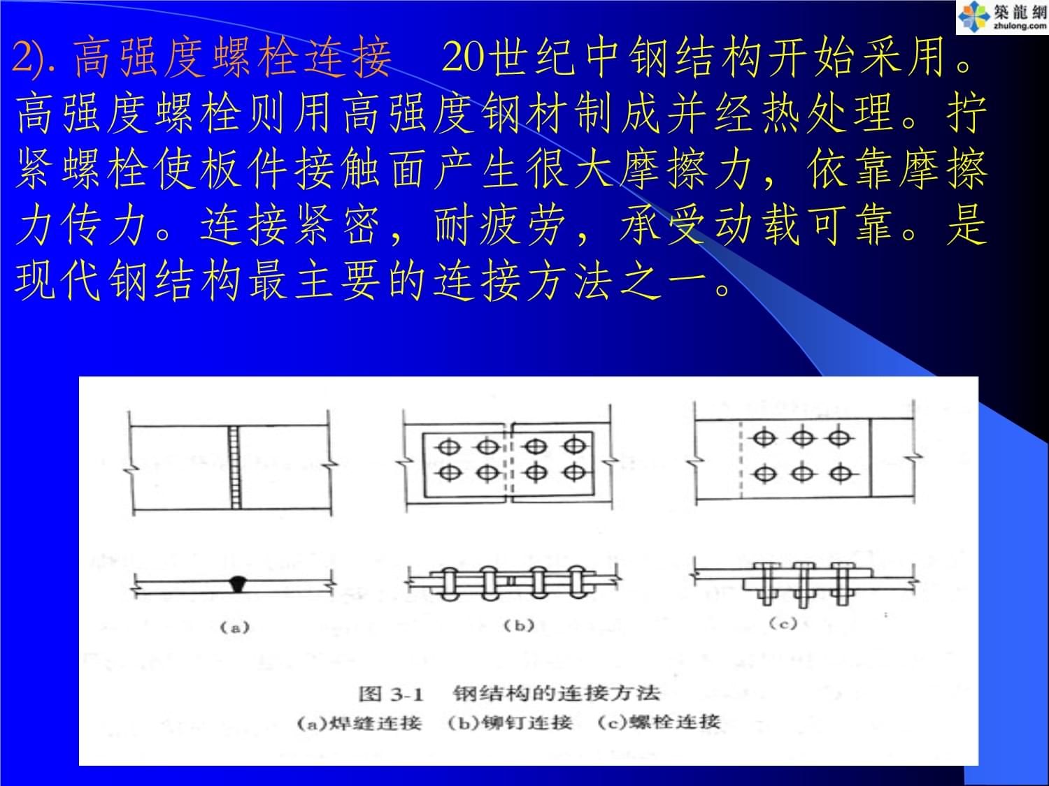 鋼結構的連接包括焊接連接螺栓連接和鉚釘連接（鋼結構的連接）