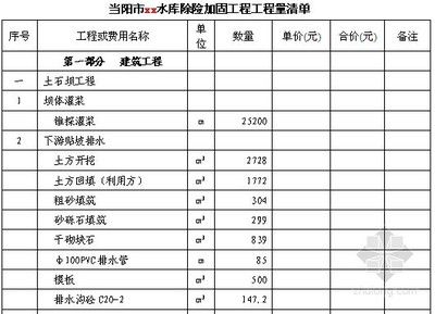 加固工程報價清單